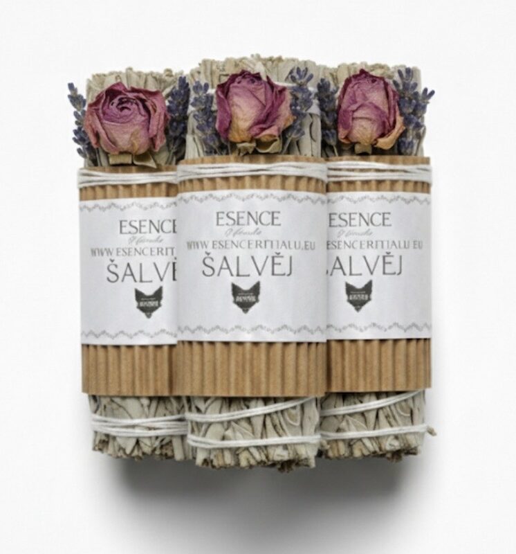 Šalvěj bílá s růží a levandulí